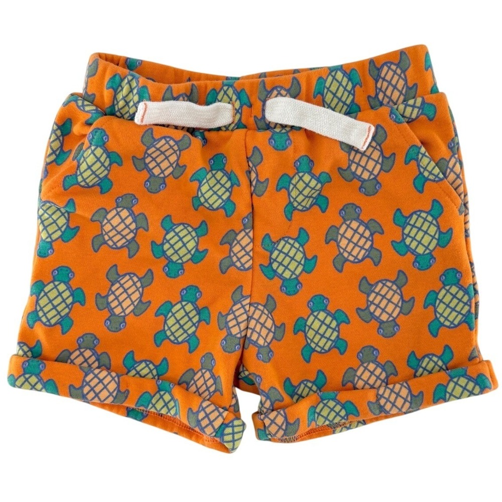 Dip Eco-Friendly Kids Orange Sea Turtle Print French‎ Terry Shorts 12-18M